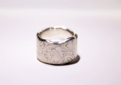 Mokume Gane Ring aus Silber, Palladium und Gold
